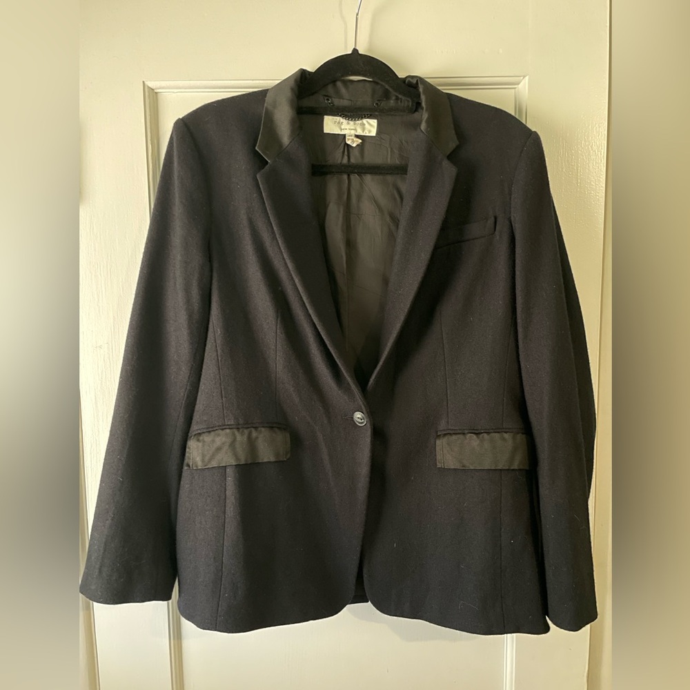 Mixed Media One Button Blazer - Black, 12